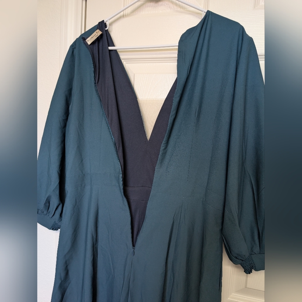 Wayward Fancies eShakti Womens Blue Ombre Pleat Midi Dress L Fairy Dark Romantic - Picture 8 of 12